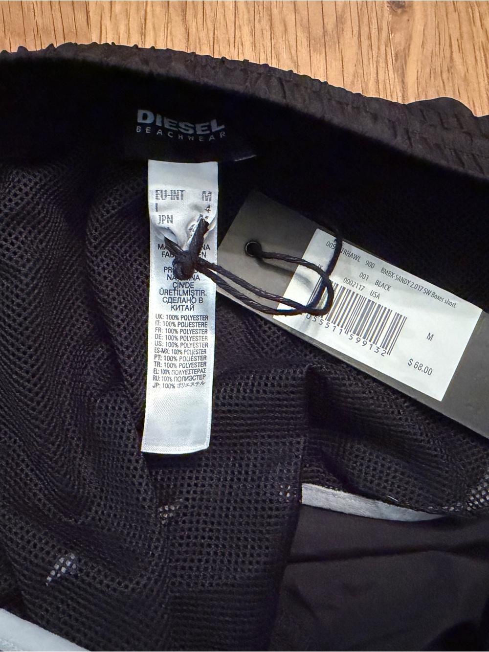 Diesel Black Swim Shorts with White Logo BNWT - Picture 2 of 4